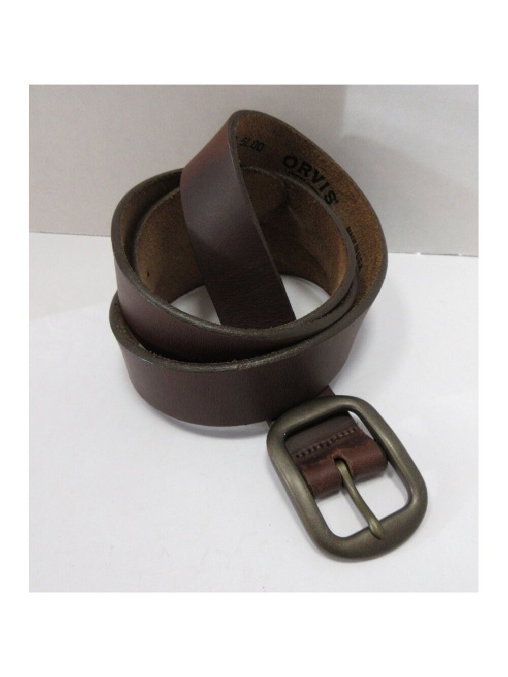 VGT Orvis Belt 46 Leather Classic Solid Brass Buckle Outdoor USA Made